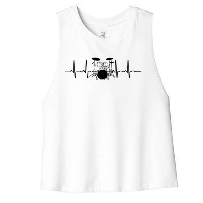 Drum Heartbeat Lifeline Music Lover Gift Drummer Women's Racerback Cropped Tank