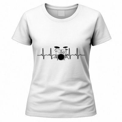 Drum Heartbeat Lifeline Music Lover Gift Drummer Women's T-Shirt