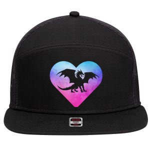 Dragon Heart Love Fantasy 7 Panel Mesh Trucker Snapback Hat