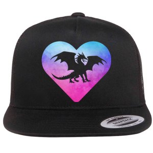 Dragon Heart Love Fantasy Flat Bill Trucker Hat