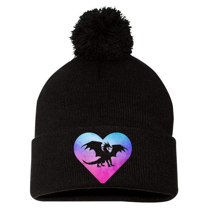 Dragon Heart Love Fantasy Pom Pom 12in Knit Beanie