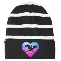 Dragon Heart Love Fantasy Striped Beanie with Solid Band