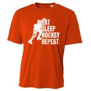 Distressed Hockey Lover Print Eat Sleep Ice Hockey Repeat Gift Cooling Performance Crew T-Shirt