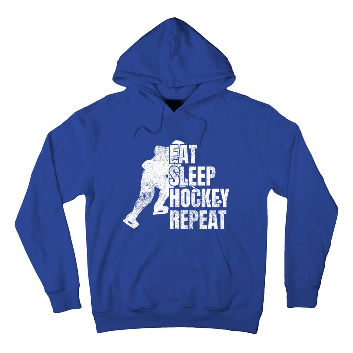 Distressed Hockey Lover Print Eat Sleep Ice Hockey Repeat Gift Hoodie