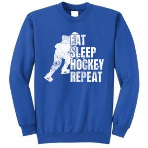 Distressed Hockey Lover Print Eat Sleep Ice Hockey Repeat Gift Sweatshirt