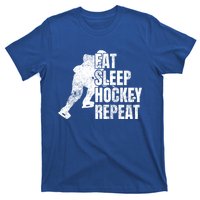 Distressed Hockey Lover Print Eat Sleep Ice Hockey Repeat Gift T-Shirt