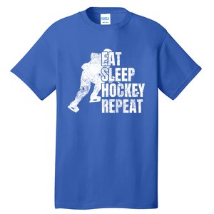 Distressed Hockey Lover Print Eat Sleep Ice Hockey Repeat Gift Tall T-Shirt