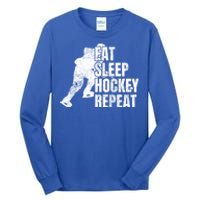 Distressed Hockey Lover Print Eat Sleep Ice Hockey Repeat Gift Tall Long Sleeve T-Shirt