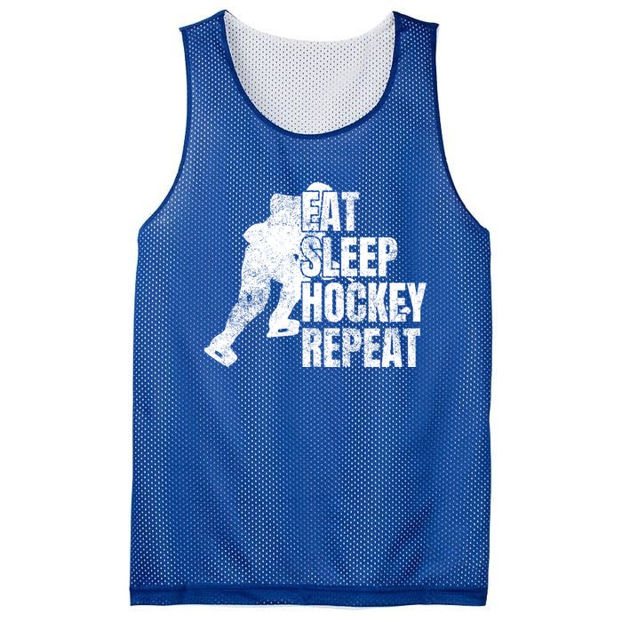 Distressed Hockey Lover Print Eat Sleep Ice Hockey Repeat Gift Mesh Reversible Basketball Jersey Tank