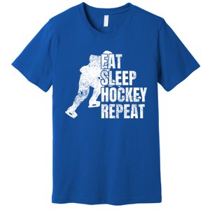 Distressed Hockey Lover Print Eat Sleep Ice Hockey Repeat Gift Premium T-Shirt