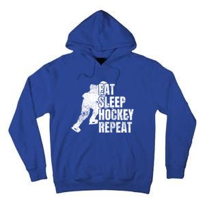 Distressed Hockey Lover Print Eat Sleep Ice Hockey Repeat Gift Tall Hoodie