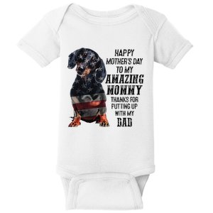 Dachshund Happy Mother's Day To My Amazing Mommy Baby Bodysuit