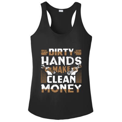 Dirty Hands Make Clean Money Funny Mechanic Gift Ladies PosiCharge Competitor Racerback Tank