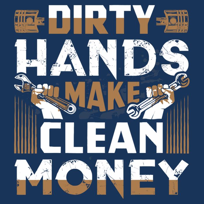 Dirty Hands Make Clean Money Funny Mechanic Gift Cooling Performance Long Sleeve Crew