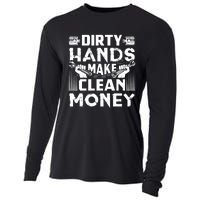 Dirty Hands Make Clean Money Funny Mechanic Gift Cooling Performance Long Sleeve Crew