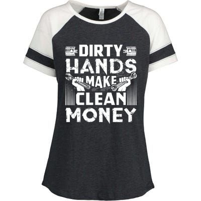 Dirty Hands Make Clean Money Funny Mechanic Gift Enza Ladies Jersey Colorblock Tee