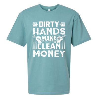 Dirty Hands Make Clean Money Funny Mechanic Gift Sueded Cloud Jersey T-Shirt