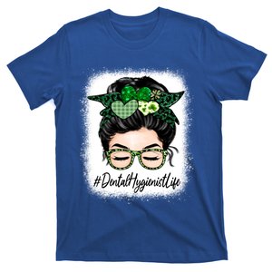 Dental Hygienist Messy Bun St PatrickS Day Shamrock Gift T-Shirt