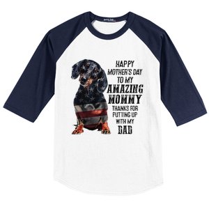 Dachshund Happy Mother's Day To My Amazing Mommy Baseball Sleeve Shirt