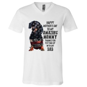 Dachshund Happy Mother's Day To My Amazing Mommy V-Neck T-Shirt