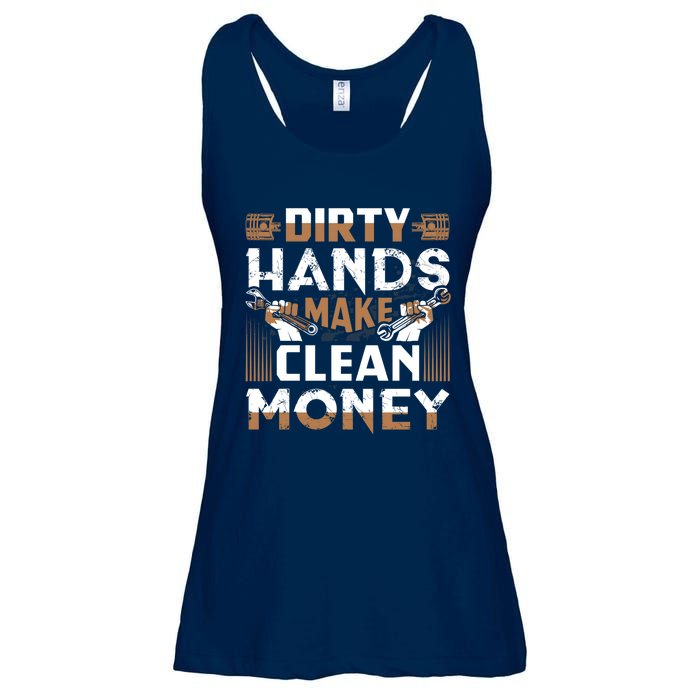 Dirty Hands Make Clean Money Funny Mechanic Gift Ladies Essential Flowy Tank