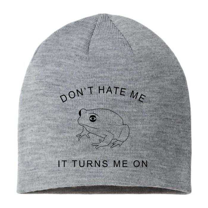 Don’T Hate Me It Turns Me On Funny Frog Meme Sustainable Beanie