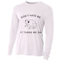 Don’T Hate Me It Turns Me On Funny Frog Meme Cooling Performance Long Sleeve Crew