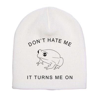 Don’T Hate Me It Turns Me On Funny Frog Meme Short Acrylic Beanie