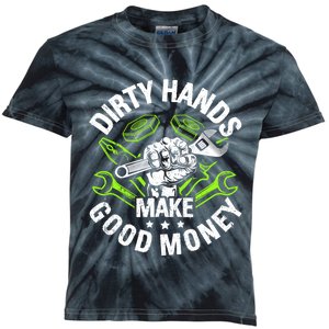 Dirty Hands Make CleanMoney Funny Repair Mechanic Kids Tie-Dye T-Shirt