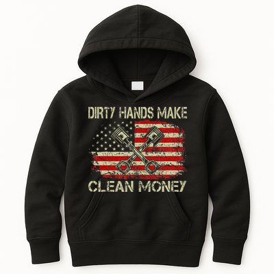 Dirty Hands Make Clean Money Funny Repair Mechanic Kids Hoodie
