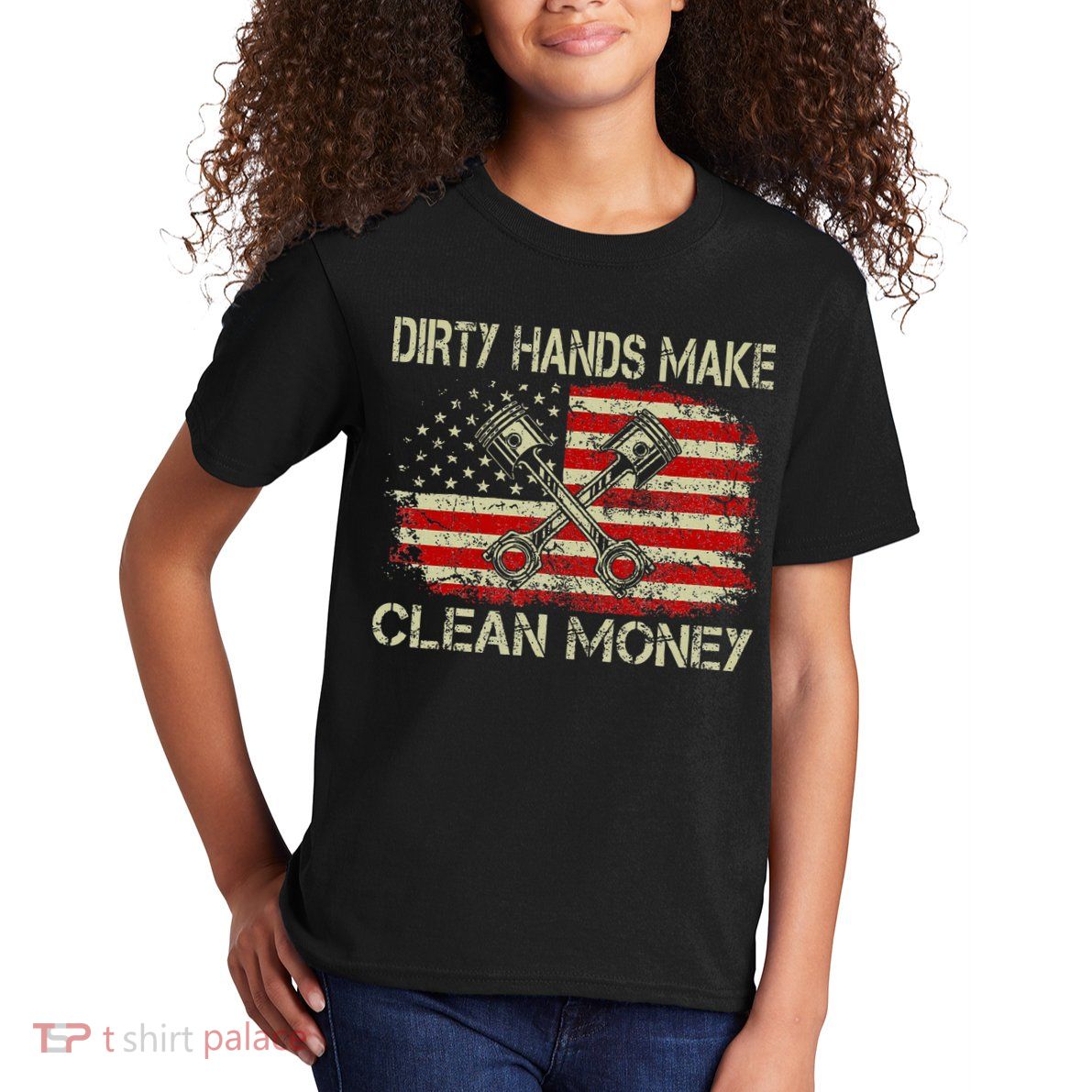 Dirty Hands Make Clean Money Funny Repair Mechanic Kids T-Shirt