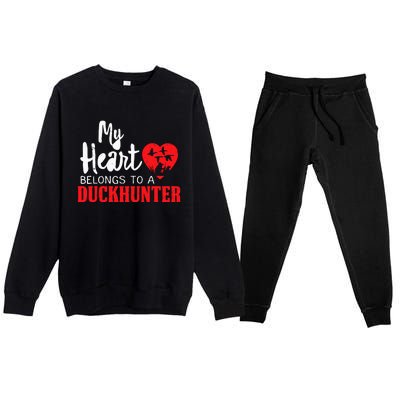 Duck Hunting My Heart Belongs To A Duckhunter Gift Wife Mom Premium Crewneck Sweatsuit Set