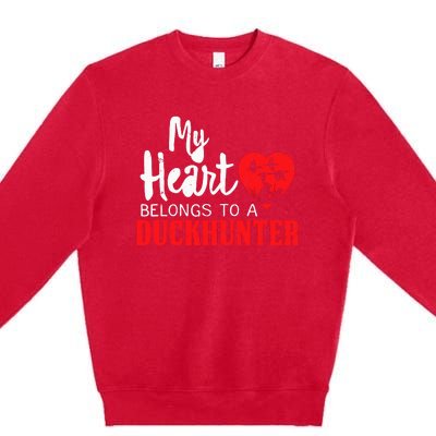 Duck Hunting My Heart Belongs To A Duckhunter Gift Wife Mom Premium Crewneck Sweatshirt