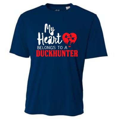 Duck Hunting My Heart Belongs To A Duckhunter Gift Wife Mom Cooling Performance Crew T-Shirt