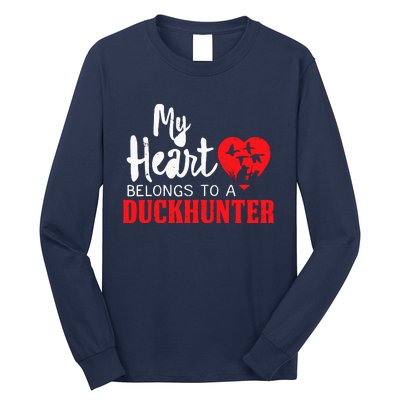 Duck Hunting My Heart Belongs To A Duckhunter Gift Wife Mom Long Sleeve Shirt