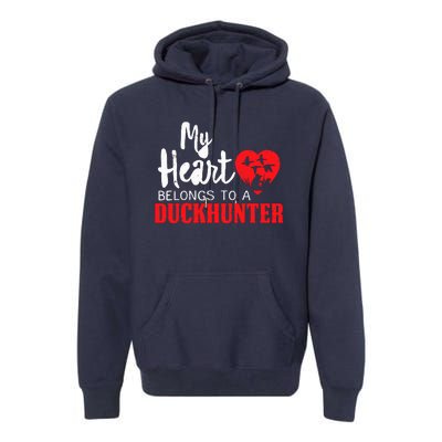 Duck Hunting My Heart Belongs To A Duckhunter Gift Wife Mom Premium Hoodie