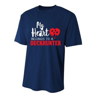 Duck Hunting My Heart Belongs To A Duckhunter Gift Wife Mom Performance Sprint T-Shirt