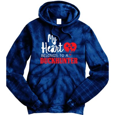 Duck Hunting My Heart Belongs To A Duckhunter Gift Wife Mom Tie Dye Hoodie