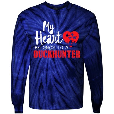 Duck Hunting My Heart Belongs To A Duckhunter Gift Wife Mom Tie-Dye Long Sleeve Shirt