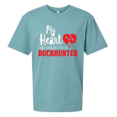 Duck Hunting My Heart Belongs To A Duckhunter Gift Wife Mom Sueded Cloud Jersey T-Shirt