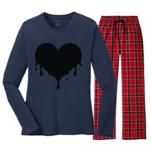 Dripping Heart Melting Heart Women's Long Sleeve Flannel Pajama Set 