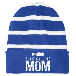 Duck Hunting Mom Duck Call Mom Gift Striped Beanie with Solid Band