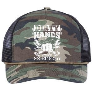 Dirty Hands Make CleanMoney Funny Repair Mechanic Gift Retro Rope Trucker Hat Cap