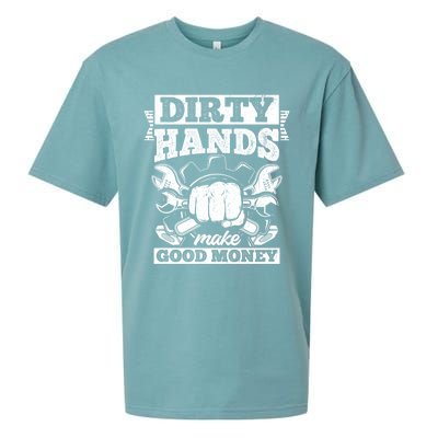 Dirty Hands Make CleanMoney Funny Repair Mechanic Gift Sueded Cloud Jersey T-Shirt