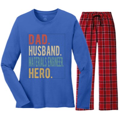 Dad Husband Materials Engineer Hero Funny Gift Women's Long Sleeve Flannel Pajama Set 