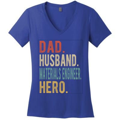 Dad Husband Materials Engineer Hero Funny Gift Women's V-Neck T-Shirt