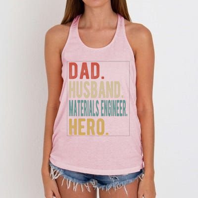 Dad Husband Materials Engineer Hero Funny Gift Women's Knotted Racerback Tank