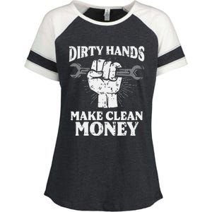 Dirty Hands Make Car Auto Garage Mechanic Enza Ladies Jersey Colorblock Tee