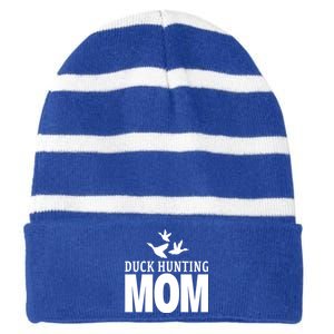 Duck Hunting Mom Flying Ducks Gift Striped Beanie with Solid Band