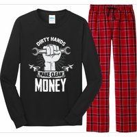 Dirty Hands Make Clean lots Money Funny Mechanic Long Sleeve Pajama Set